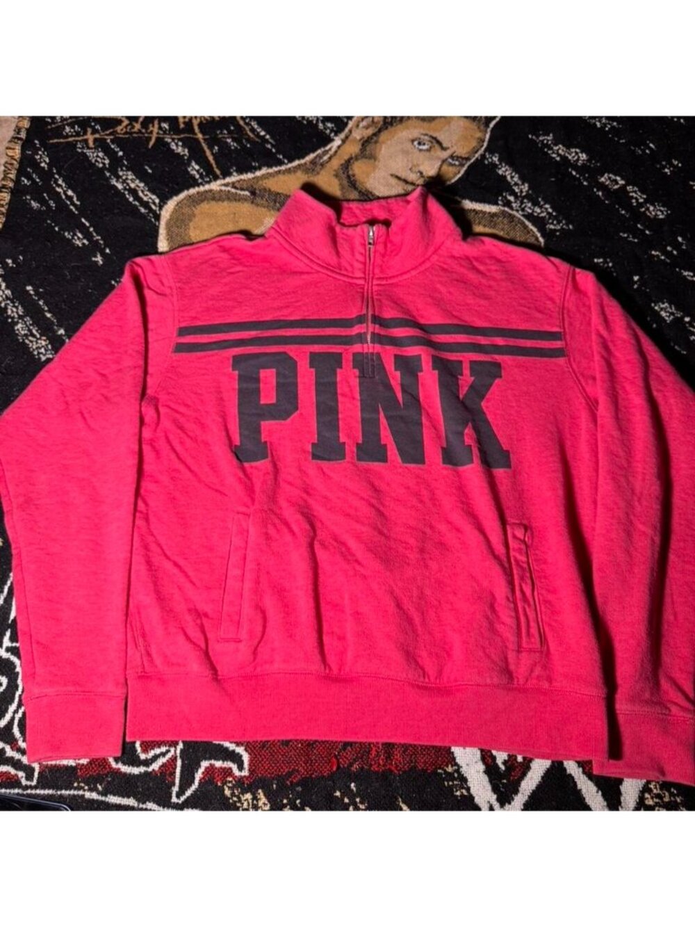 Victoria's Secret pink quarter zip sweatshirt Size M #loungewear #cozy